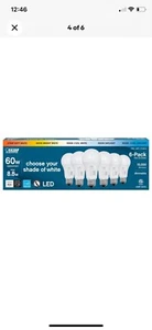 LED Bulb (6-Pack) 8.8W (60W Replacement) Selectable Color A19 E26/2700K--6500K - Picture 1 of 5
