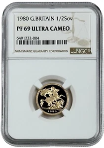 1980 Great Britain 1/2 Sovereign Proof Gold Coin NGC PF 69 UC - Picture 1 of 2