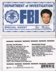 the X-Files Agent Fox Mulder Drivers License Halloween Costume attire badge id - Picture 1 of 1