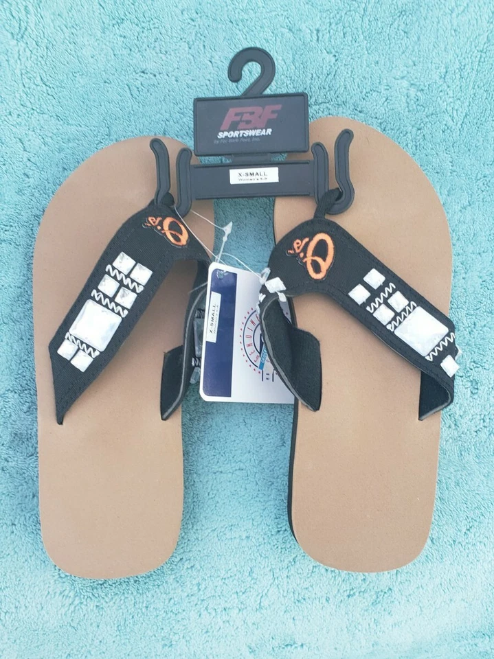 Baltimore Orioles Sandals  Black jeweled Flip Flops women's x-small 5 - 6 NWT  - Image 1 of 1