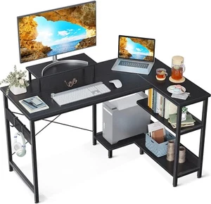 L Shaped Computer Desk with Reversible Storage Shelves, 100 * 70 * 87.7cm, Corne - Picture 1 of 7