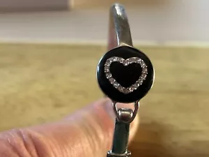 Single Heart Silver Toned Metal Bracelet with Faux diamonds - Picture 1 of 3