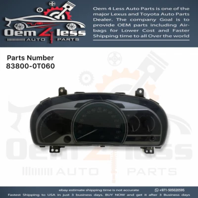 Velocímetro de cuadro de instrumentos Toyota Venza 2009, 2010 OEM 83800-0T060 Foto 1 de 4