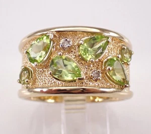 14K Gelbgold Peridot und Diamant Ehering Jubiläum Band Nachlass Vintage - Bild 1 von 7