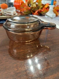 Vintage Corning Vision Ware Grab-It Schüssel V-150-B Glas Pyrex Deckel P-150-C Bernstein  - Bild 1 von 9