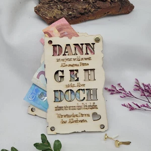 Glückwunschkarte Rente Geldkarte Geschenk Holz Glückwunsch Kollege Jobwechsel - Bild 1 von 11