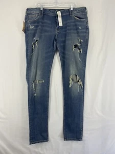 Silver Jeans Kenni Distressed Long Tall Sally Girlfriend Skinny Leg Mens 38x37 - Picture 1 of 16