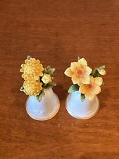 Lot Of 2 Danbury Mint Porcelain American Flower Bells ~ Chrysanthemum & Jonquil