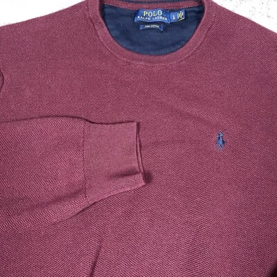 Suéter Polo Ralph Lauren Masculino Grande Vermelho Gola Redonda Manga Longa Algodão Pima - Imagem 1 de 4