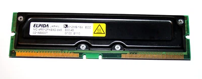 512 MB RDRAM Rambus 184-pin 16d PC-800 ECC 45ns  'Elpida MC-4R512FKE8D-845' - Image 1 of 2