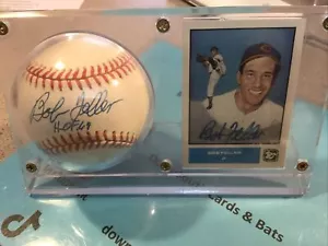 BOB FELLER autographed signed Rawlings baseball & card COA INDIANS HOF - Picture 1 of 2