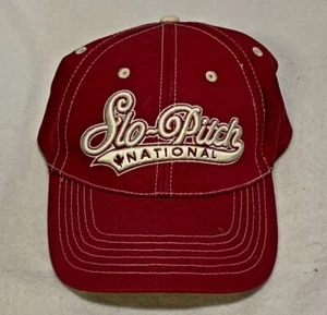 Slo-Pitch National Baseball Hat Red Embroidered SPN Trucker Cap Adjustable 1989 - Picture 1 of 5