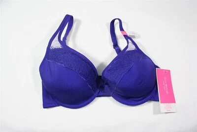 920X01 Isaac Mizrahi IM15672 Lightly Lined Plunge Bra 34D Blue - Image 1 of 2