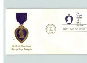 The PURPLE HEART Military Award, 2 Different First Day of Issue, 1982 - Picture 1 of 2
