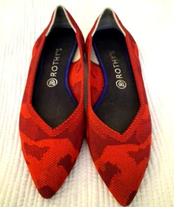 Rothy's The Point Shoes Red Chili Camo Print Ballet Flats Pointy Toe Size W 10 - Picture 1 of 5