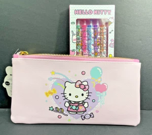 Bolígrafos de gel Hello Kitty (5) colección especial y bolsa para lápices nuevos - Imagen 1 de 6
