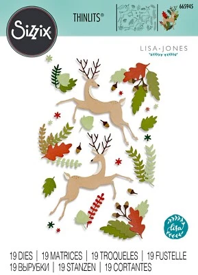 New Retired Sizzix Thinlits Delightful Deer 19pc #665945 Retail $20.99 L. Jones - Image 1 of 4