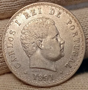Portugal 500 Réis 1891 Silver Coin VF. ID34 - Picture 1 of 2