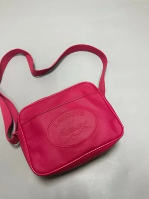 Bolso Mensajero Lacoste Vintage Y2K Bolso de Hombro Logo Rosa Lona Foto 1 de 4