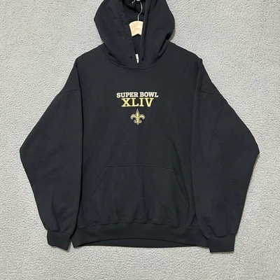 Sudadera con Capucha Vintage New Orleans Saints Super Bowl XLIV Hombres Grande Negra Pullover NFL Foto 1 de 4