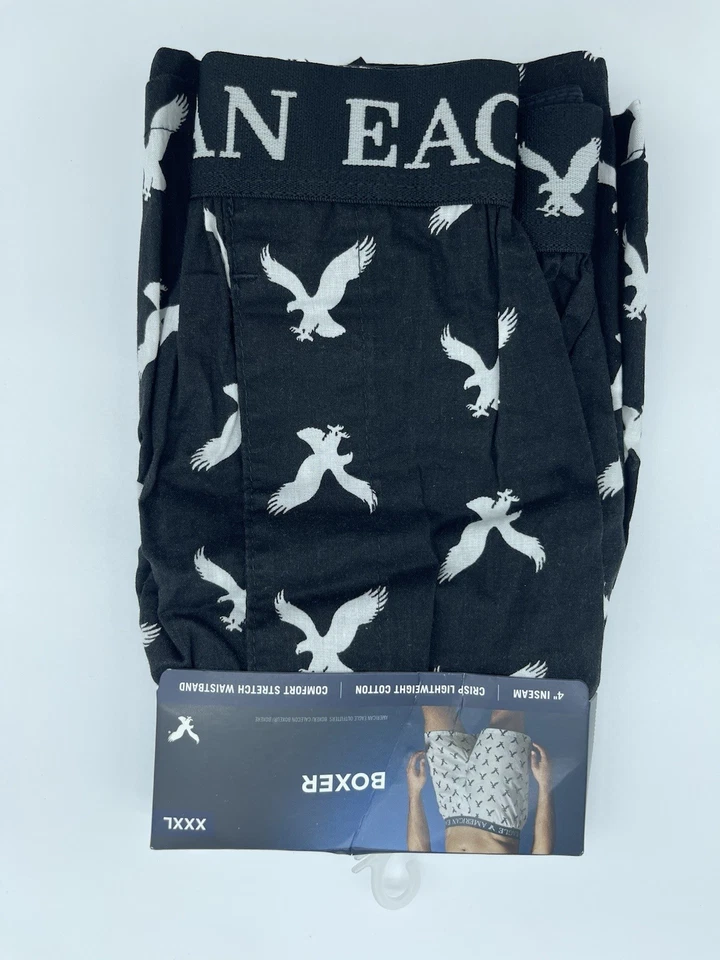 SHORTS BOXER MASCULINO ÁGUIA AMERICANA PRETO COM ÁGUIAS BRANCAS TAMANHO 3XL/XXXL - Imagem 1 de 2