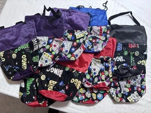 Drawstring Multi-Colored Bingo Ball Design Bingo Bag W/Chip Pouch 6 Pockets Smal - Picture 1 of 9