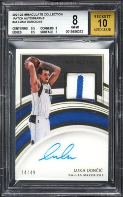 2021 Immaculate Collection Luka Doncic PATCH AUTO /49 #PALKD BGS 8 NM-MT Auto 10 - Image 1 of 2