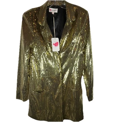 L'atiste by Amy Blazer Dress Women’s Large  Gold Sequins Glitter Coat NWT - Image 1 of 4