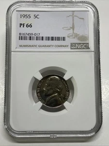 1955 Jefferson Nickel 5c NGC PF 66 PR Proof - Picture 1 of 5