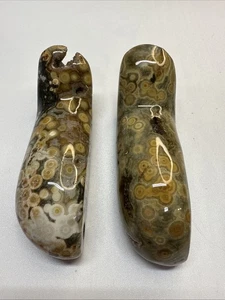 Cristallo di Quarzo Occhio Agata Diaspro Oceano Orbicolare Naturale 2 Pezzi 182,5g - Foto 1 di 9
