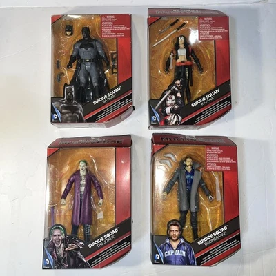 Conjunto de 4 bonecos de Esquadrão Suicida usados na caixa, alguns acessórios faltando BIN J 351 - Imagem 1 de 4