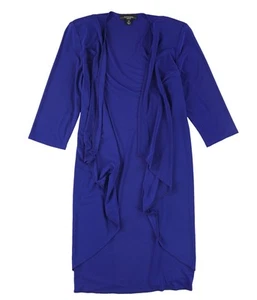 R & M Richards Womens Draped Open Front Jacket, Blue, Petite, 10P - Picture 1 of 1