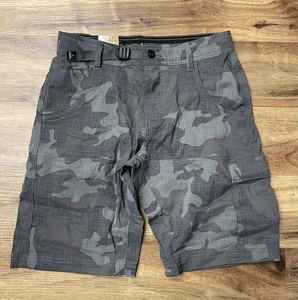 prAna Mens Zion Shorts Size 30 Gravel Camo Grey Stretch 10 inch Inseam NWT - Picture 1 of 8