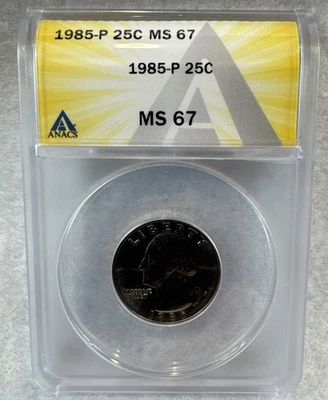 1985-P Washington Quarter MS67 ANACS Graded High Grade! Rare  - Image 1 of 4