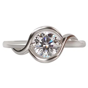 Solid 14KT White Gold 0.52Ct 5.00mm G-H VS2 100% Natural White Diamond Ring - Picture 1 of 8