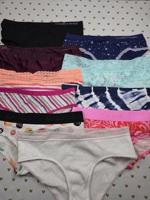Victorias Secret PINK Lot of 10 LARGE Hipster Hiphugger Panties - Image 1 of 3