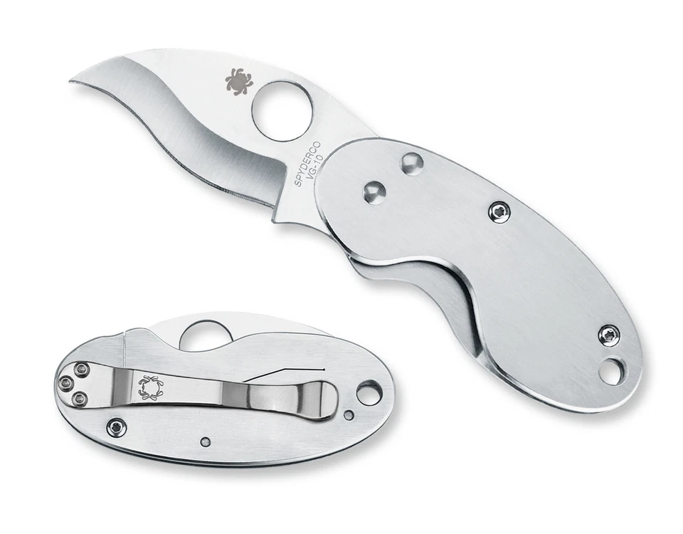 Spyderco Knives Cricket Frame Lock Stainless Steel Handle VG10 C29P Pocket Knife