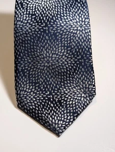 Striking CHARLES TYRWHITT London Mens Silk Tie Navy Blue Grey Floral Burst EUC - Picture 1 of 6