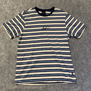 Huf T-Shirt Herren Large Blau Creme Streifen Kurzarm - Bild 1 von 11