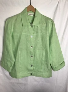 APPLESEED'S Women's Irish Linen Jacket Green Button Front Lined Career  SZ S - Picture 1 of 5