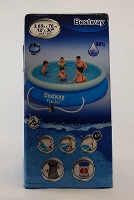 Pool Schwimmbecken Gartenpool Quick Up Pool 366x76cm Bestway Fast Set 57274, BW - Bild 1 von 4