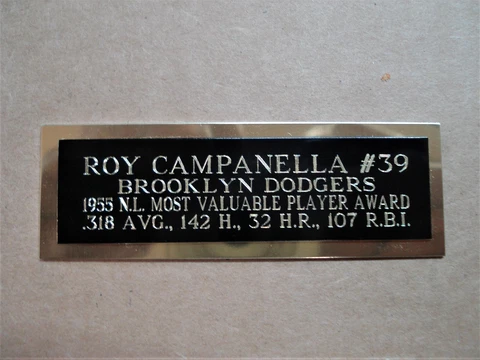 Roy Campanella Dodgers 1955 NL MVP Award Baseball Card Plaque Nameplate 1" X 3" Cover