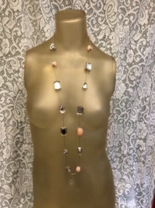 Signed CHICO's Large Embellishment Silver-tone Necklace 44" - Picture 1 of 9