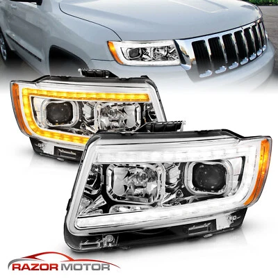[LED C Bar] 2011-2013 For Jeep Grand Cherokee Chrome Switchback Headlights - Image 1 of 4