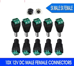 12V DC CCTV Male Female Power Balun Connector Adapter Plug Jack Socket Cable - Picture 1 of 11