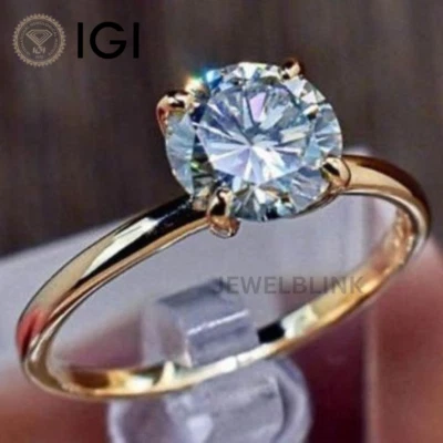 1.5 Carat Round Solitaire Lab Grown Diamond Wedding Party Gift Ring in 14K Gold - Image 1 of 4