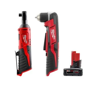 Milwaukee 3/8" Ratchet With 3/8" Right Angle Drill And 6.0-Ah XC Battery Pack - Picture 1 of 5