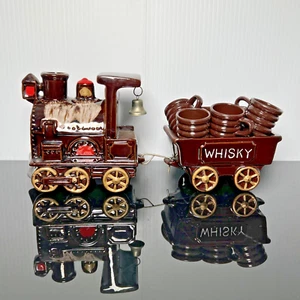 Vintage Whisky Decanter Train, Ceramic, Barware, Japan, 8 pc. Mancave, Home Bar - Picture 1 of 11