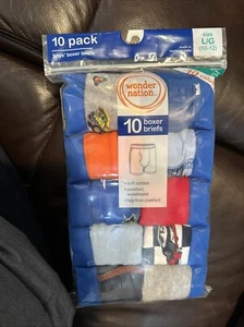 Wonder Nation Big Boys Underwear Soft Cotton Boxer Briefs 10-Pack sz Large 10/12 - Picture 1 of 8