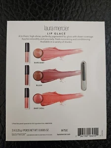7 x Laura Mercier Lip Glace Sample Card Bare Baby, Blush, Baby Doll set of 7 - Picture 1 of 3